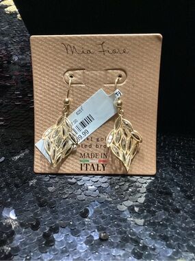 Mia Fiore Gold Leaf Drop Earrings